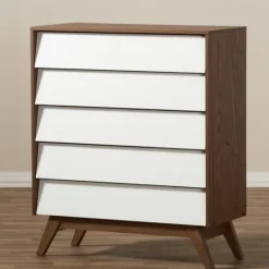 Kirkland's Home Slant Two-Tone Walnut 5-Drawer Chest- Dressers & Chests