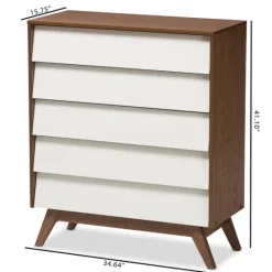 Kirkland's Home Slant Two-Tone Walnut 5-Drawer Chest- Dressers & Chests