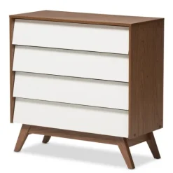 Kirkland's Home Slant Two-Tone Walnut 4-Drawer Chest- Dressers & Chests