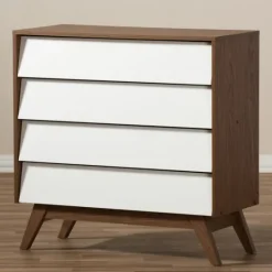 Kirkland's Home Slant Two-Tone Walnut 4-Drawer Chest- Dressers & Chests