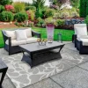 Kirkland's Home Slate Floral Outdoor Area Rug, 4X6- Outdoor Rugs