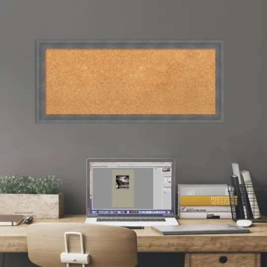 Kirkland's Home Slate Gray Framed Corkboard- Memo & Chalkboards