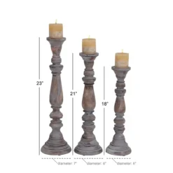Kirkland's Home Slate Rustic Mango Wood 3-Pc. Candle Holder Set- Candle Holders