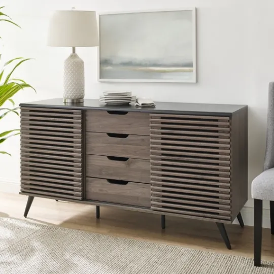 Kirkland's Home Slate Slatted 4-Drawer Cabinet- Cabinets & Sideboards