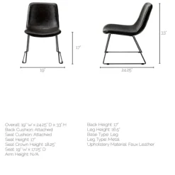 Kirkland's Home Slate Vegan Leather Bucket Dining Chairs, Set Of 2- Dining Chairs