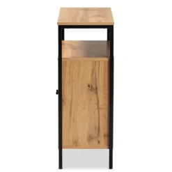 Kirkland's Home Slatted Oak Wood Cabinet- Entryway Furniture