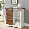 Kirkland's Home Slatted Sliding Barn Door White And Oak Cabinet- Cabinets & Sideboards