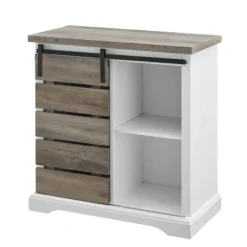Kirkland's Home Slatted Sliding Barn Door White And Cabinet- Cabinets & Sideboards