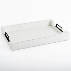 Kirkland's Home Slatted Wood & Metal Handles Tray- Decorative Trays