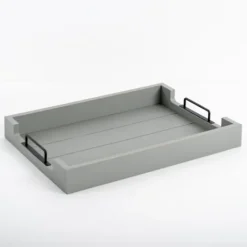 Kirkland's Home Slatted Wood & Metal Handles Tray- Decorative Trays