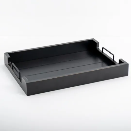 Kirkland's Home Slatted Wood & Metal Handles Tray- Decorative Trays