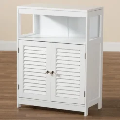Kirkland's Home Slatted Wood Bathroom Cabinet- Bathroom Furniture