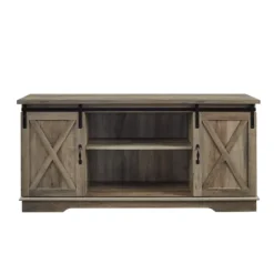 Kirkland's Home Sliding Barn Door Open Shelf Wash Tv Stand- Tv Stands & Media Consoles