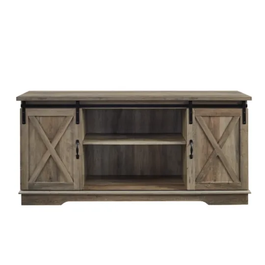 Kirkland's Home Sliding Barn Door Open Shelf Wash Tv Stand- Tv Stands & Media Consoles