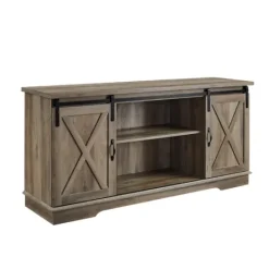Kirkland's Home Sliding Barn Door Open Shelf Wash Tv Stand- Tv Stands & Media Consoles