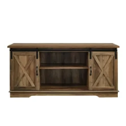 Kirkland's Home Sliding Barn Door Open Shelf Oak Tv Stand- Tv Stands & Media Consoles