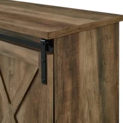 Kirkland's Home Sliding Barn Door Open Shelf Oak Tv Stand- Tv Stands & Media Consoles