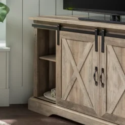 Kirkland's Home Sliding Barn Doors Corner Tv Stand- Tv Stands & Media Consoles