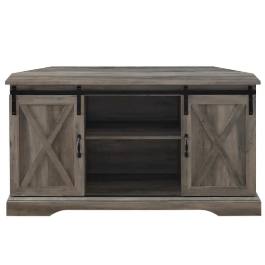 Kirkland's Home Sliding Barn Doors Corner Tv Stand- Tv Stands & Media Consoles