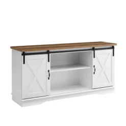 Kirkland's Home Sliding Door Rustic Oak Top Tv Stand- Tv Stands & Media Consoles