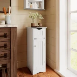 Kirkland's Home Slim Single Door Cabinet With Drawer- Bathroom Furniture