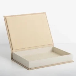 Kirkland's Home Small Beige Linen Book Box- Baskets & Boxes