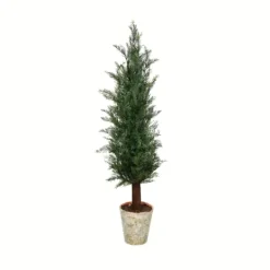 Kirkland's Home Small Cedar Tree In Mossy White Planter, 36 In.- Trees & Topiaries