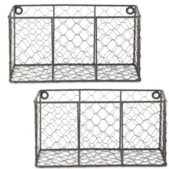 Kirkland's Home Small Wall Hanging Chicken Wire Baskets, Set Of 2- Wall Storage