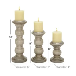 Kirkland's Home Smoke Glass Pillar Candle Holders, Set Of 3- Candle Holders