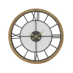 Kirkland's Home Smoke Gray Vintage Matte Mesh Wall Clock- Clocks