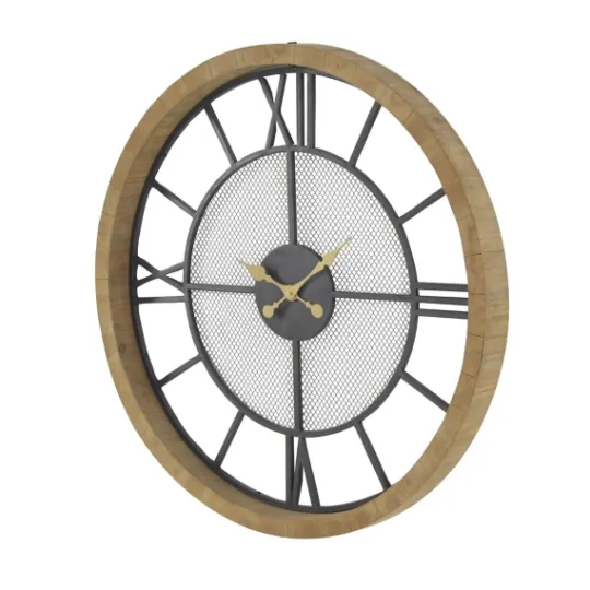 Kirkland's Home Smoke Gray Vintage Matte Mesh Wall Clock- Clocks