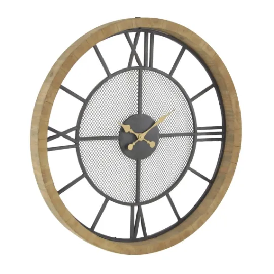 Kirkland's Home Smoke Gray Vintage Matte Mesh Wall Clock- Clocks