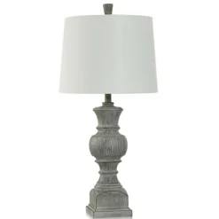 Kirkland's Home Smokey Slate Gray Baluster Grain Table Lamp- Table Lamps