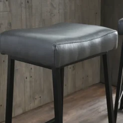 Kirkland's Home Smokey Vegan Leather Counter Stools, Set Of 2- Bar Stools & Counter Height Stools