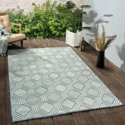 Kirkland's Home Smoky Blue Geometric Indoor/Outdoor Area Rug, 5X7- Outdoor Rugs