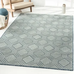 Kirkland's Home Smoky Blue Geometric Indoor/Outdoor Area Rug, 5X7- Outdoor Rugs