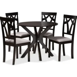 Kirkland's Home Smoky Gray Upholstered Swoop Back 5-Pc. Dining Set- Dining Tables