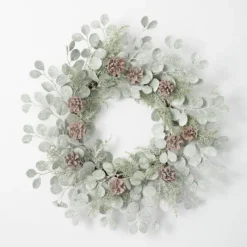 Kirkland's Home Snow Dusted Eucalyptus And Pinecone Wreath- Wreaths