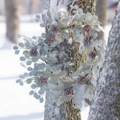 Kirkland's Home Snow Dusted Eucalyptus And Pinecone Wreath- Wreaths