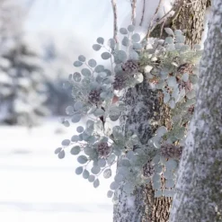 Kirkland's Home Snow Dusted Eucalyptus And Pinecone Wreath- Wreaths