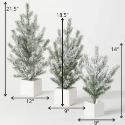 Kirkland's Home Snowy Pine White Potted Christmas Trees, Set Of 3- Arrangements & Greenery