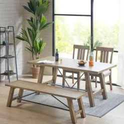 Kirkland's Home Sofia Wooden Dining Table With Metal Bars- Dining Tables