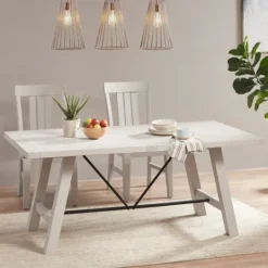 Kirkland's Home Sofia Wooden Dining Table With Metal Bars- Dining Tables