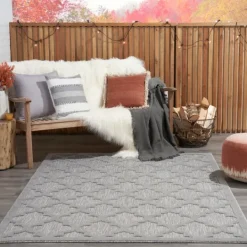 Kirkland's Home Soft Silver Trellis Outdoor Area Rug, 4X6- Outdoor Rugs