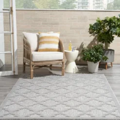 Kirkland's Home Soft Silver Trellis Outdoor Area Rug, 4X6- Outdoor Rugs