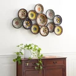 Kirkland's Home Southwestern Floral Ceramic Plates Wall Plaque- Wall Plaques