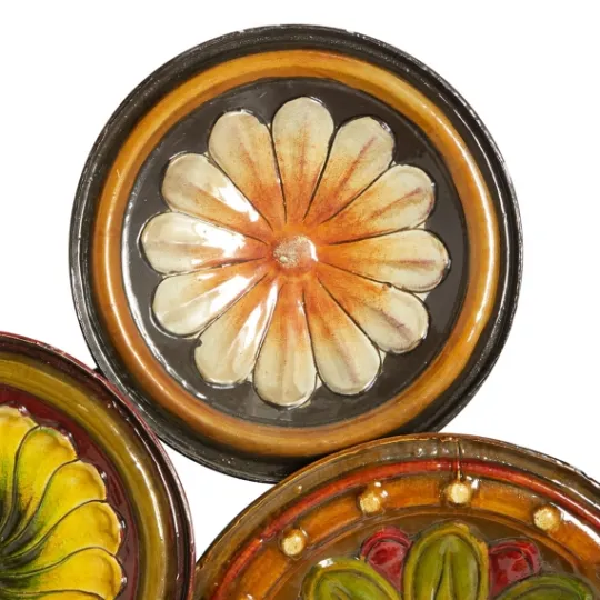 Kirkland's Home Southwestern Floral Ceramic Plates Wall Plaque- Wall Plaques