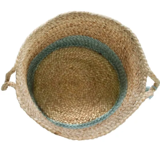 Kirkland's Home Spa Blue And Tan Woven Basket With Tassel, 19 In.- Baskets & Boxes