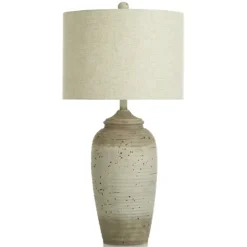 Kirkland's Home Speckled Cream Two-Tone Ridge Table Lamp- Table Lamps