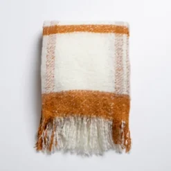 Kirkland's Home Spice Windowpane Faux Mohair Throw- Blankets & Throws